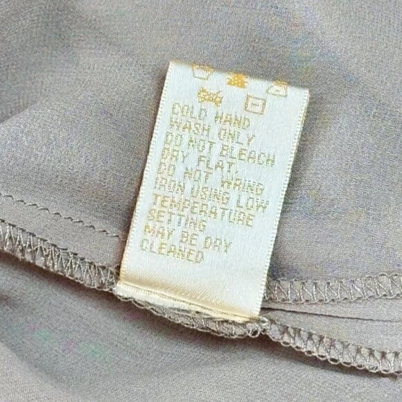 NWT Gold Hawk Tunic Top Sz.L Tan Taupe 100% Silk Chiffon Scoop Neck Long Sleeve - Picture 9 of 11
